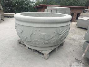 青砂石雕刻水缸